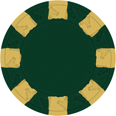 Dark green chip with eight quarter-inch canary edge spots