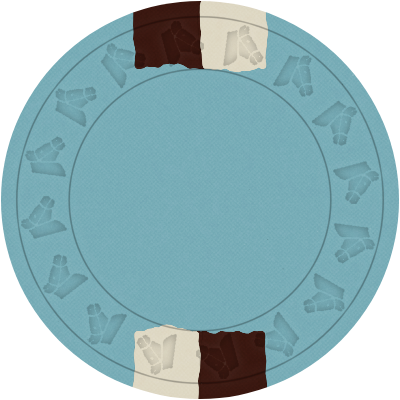Light blue chip with two double maroon and white edge spots