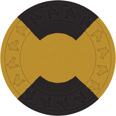 Yellow chip with black quarter-pie sections